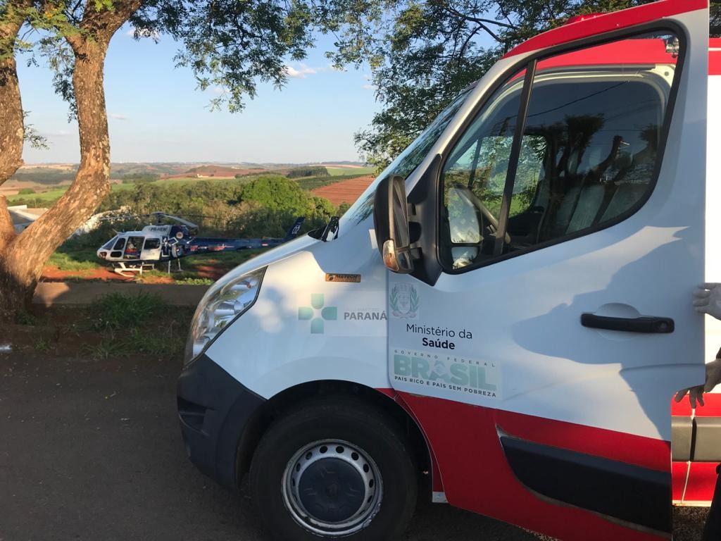 Eletricista da Copel é socorrido pelo Samu após sofrer queimaduras em Mandaguari