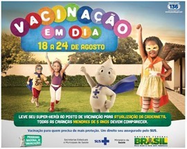 Campanha nacional de atualização de vacinas para crianças até 5 anos será realizada no sábado em Maringá
