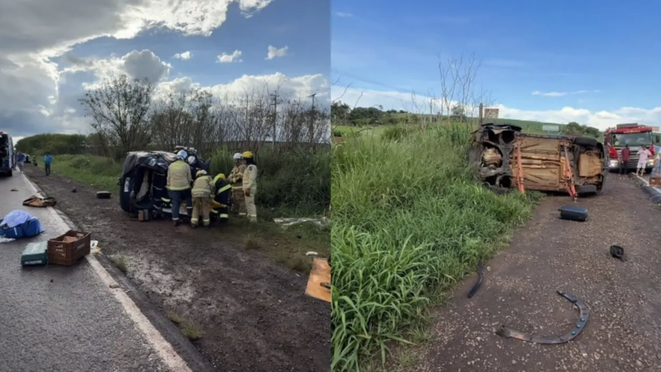 Capotamento na PR-323 deixa dois feridos na região de Maringá