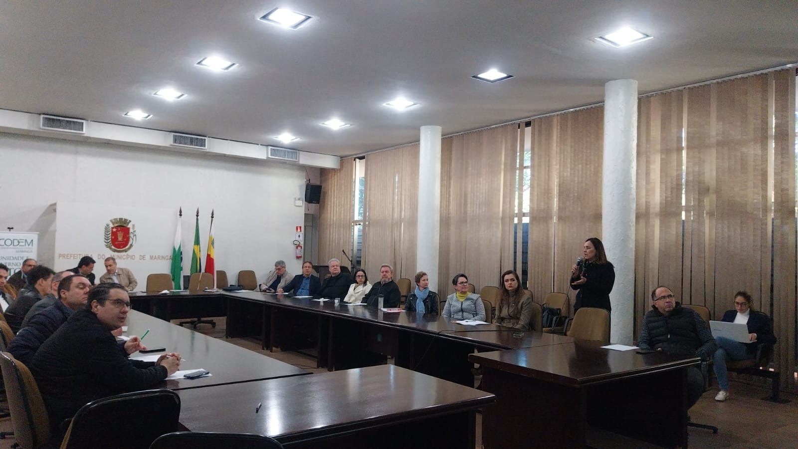 Representantes do gestor público, a Prefeitura de Maringá e da Liga Álvaro Bahia, participaram da plenária do Codem nesta terça (27). | Foto: Luciana Peña/CBN Maringá