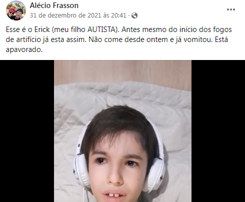 Pai publica vídeo de filho autista apavorado com fogos de artifício