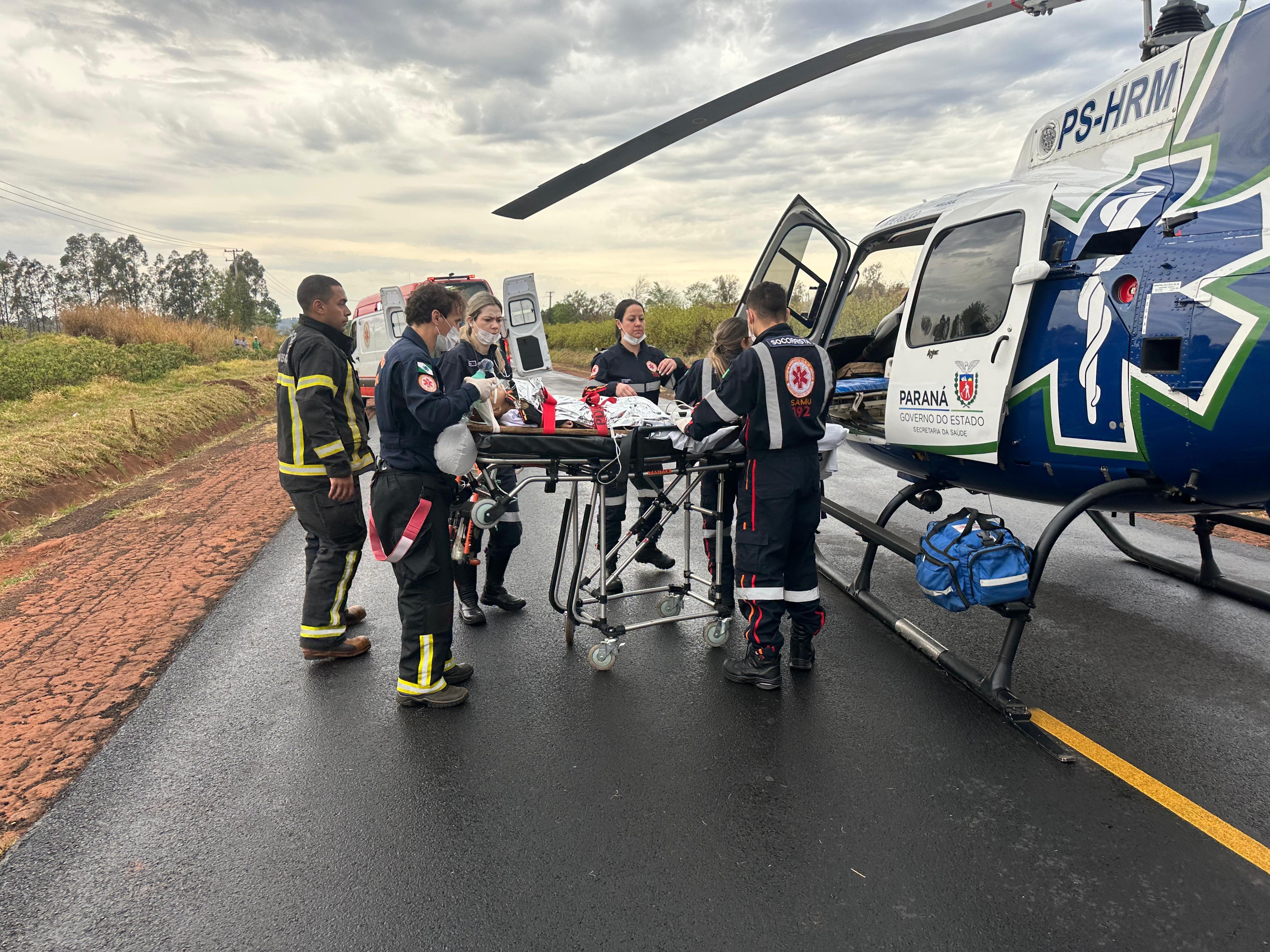 Bebê vítima de acidente é trazido de helicóptero a Maringá