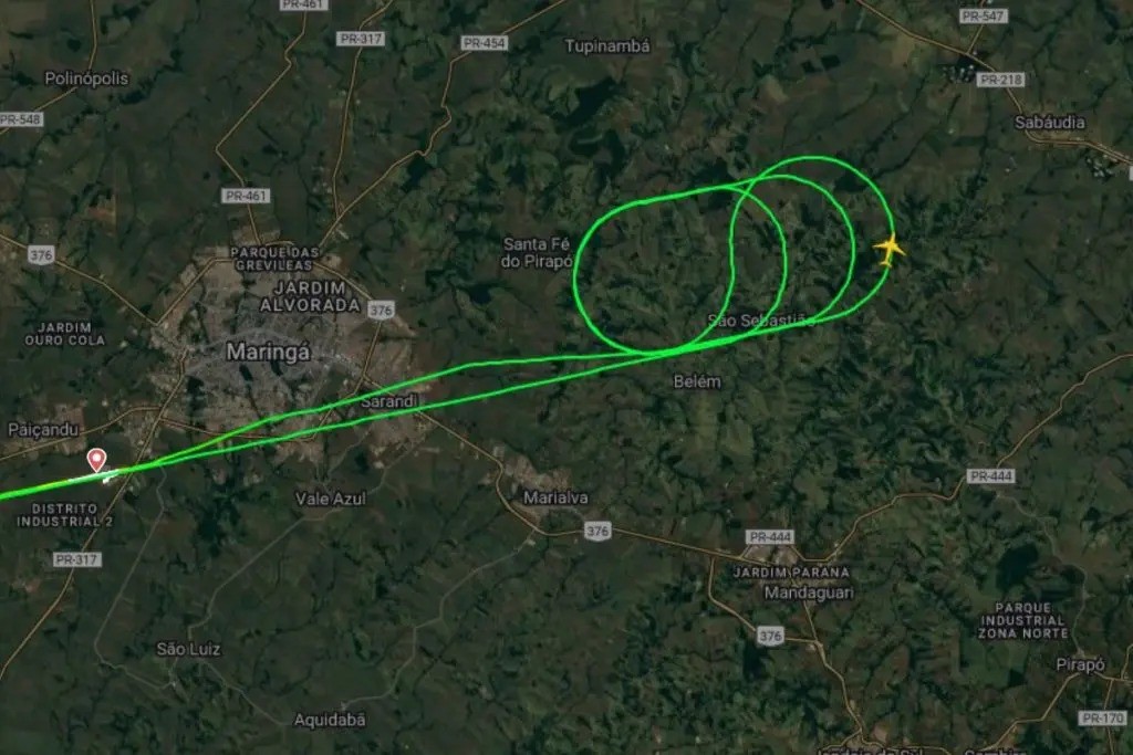 Após decolar, avião tem problema, voa em círculos e volta ao Aeroporto de Maringá; entenda