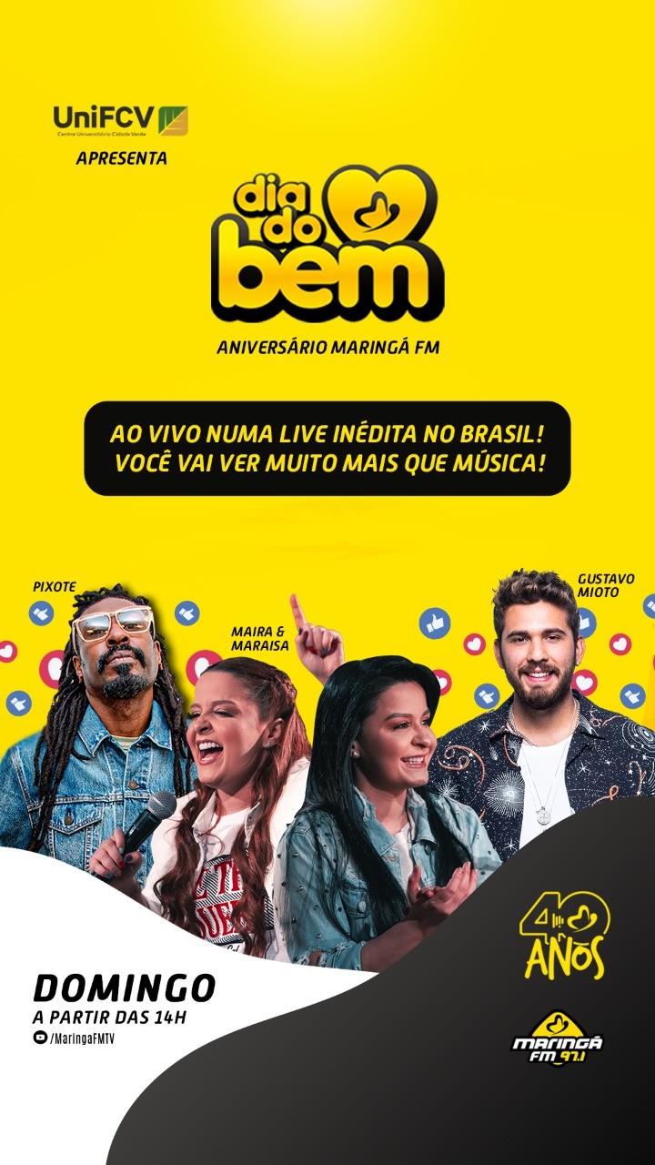 Maringá FM comemora 40 anos com o Dia do Bem
