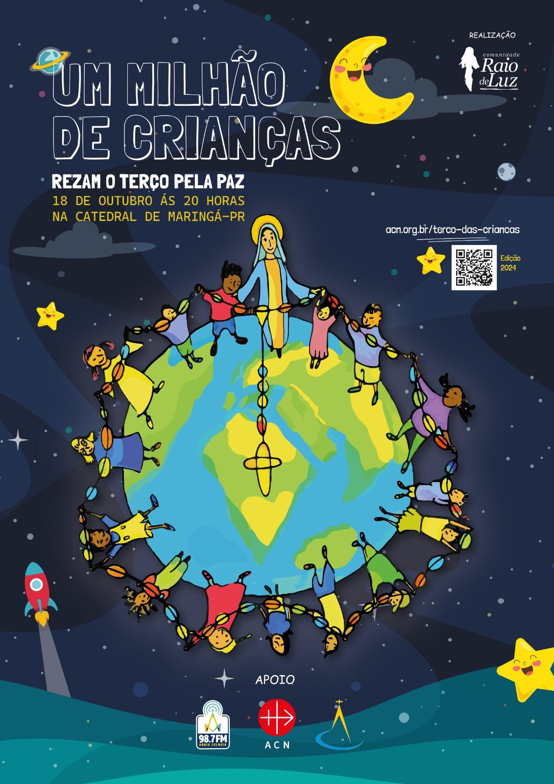 Terço das Crianças na Catedral será às 20h nesta sexta-feira (18)