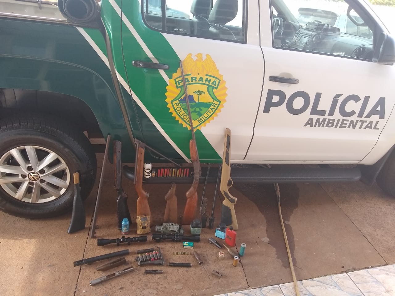 Polícia Ambiental apreende equipamentos para caça em Cruzeiro do Oeste