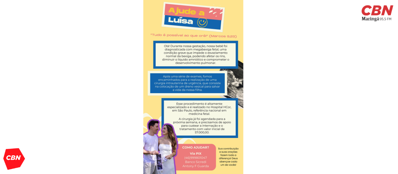 Gestante faz vaquinha online para pagar cirurgia intrauterina de urgência