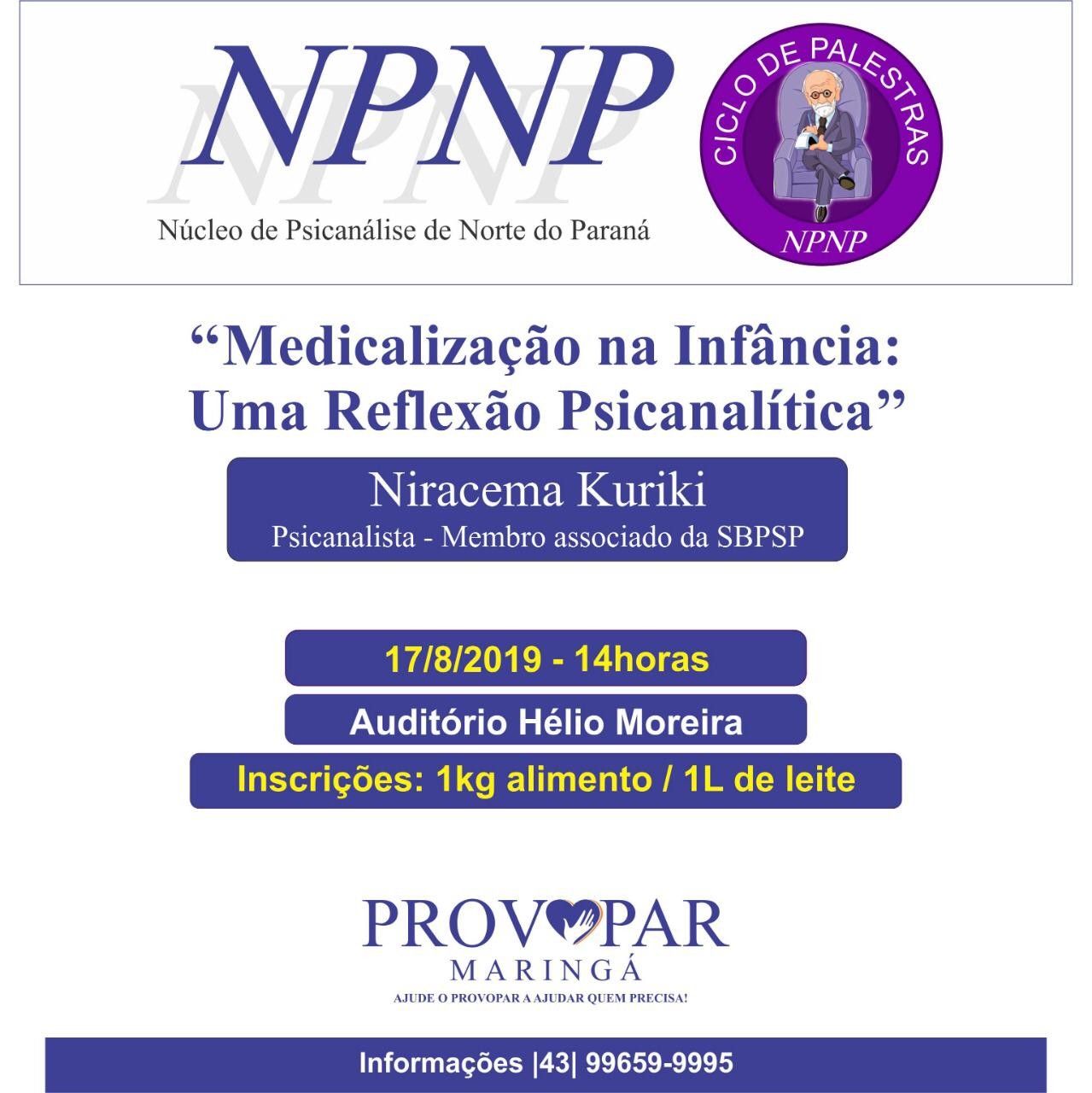 NPNP e o Provopar promovem palestra sobre medicalização na infância