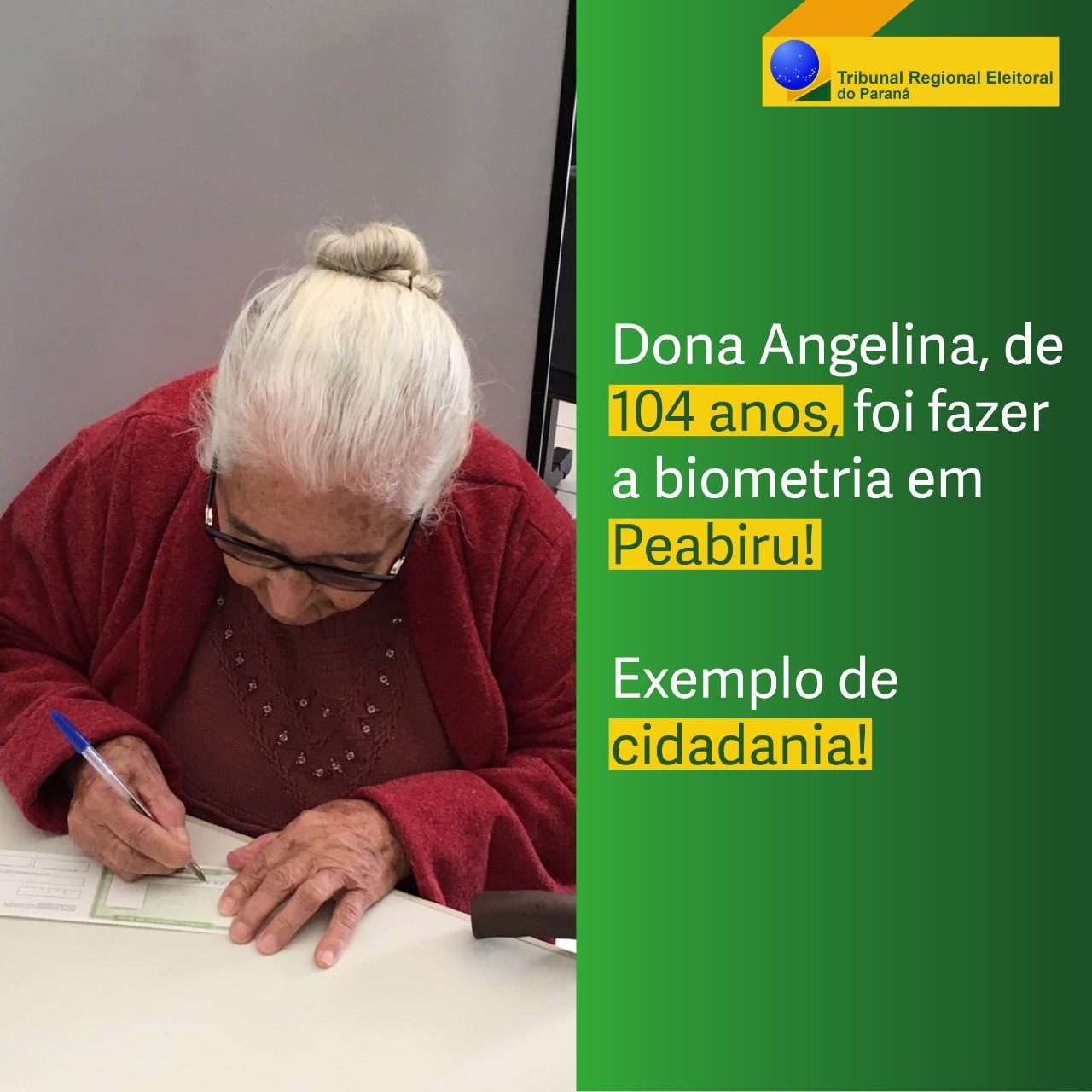 Eleitora de 104 anos entra na fila da biometria