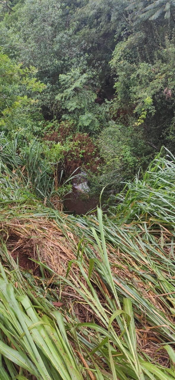 Após colisão, carro com três pessoas sai da pista e cai em rio