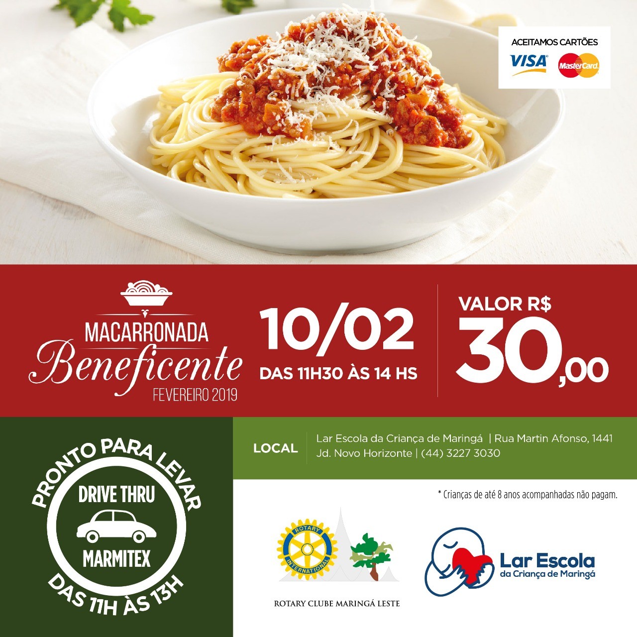 Lar Escola da Criança realiza macarronada beneficente