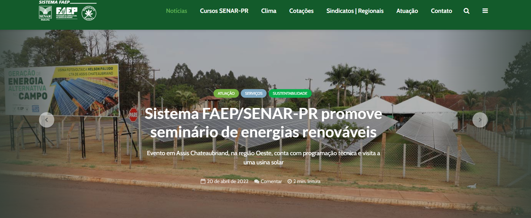Seminário discute a instalação de sistemas de energia fotovoltaica no campo
