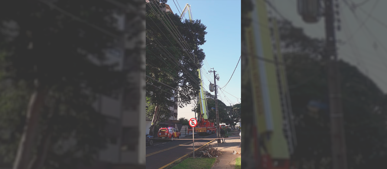 Bombeiros resgatam vítima do 13º andar de um prédio em Maringá