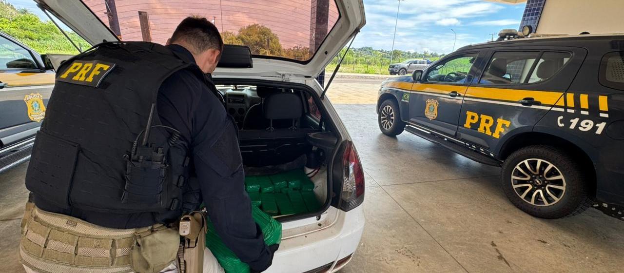 Casal, com criança e cachorro, é preso por tráfico de drogas na BR-487