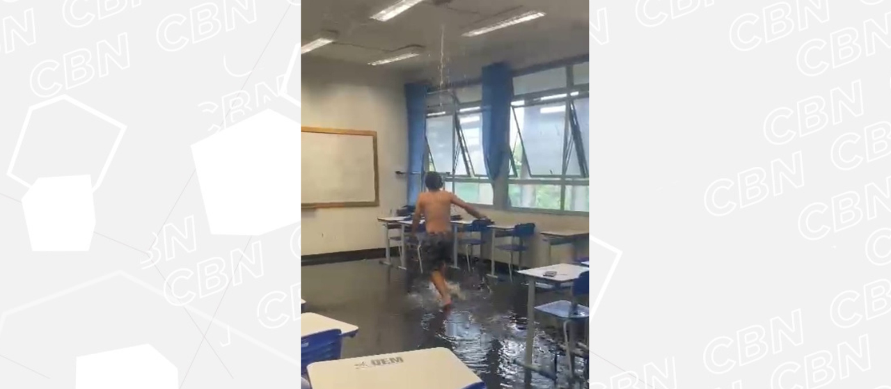 Vídeo de brincadeira em sala de aula alagada pela chuva na UEM viraliza