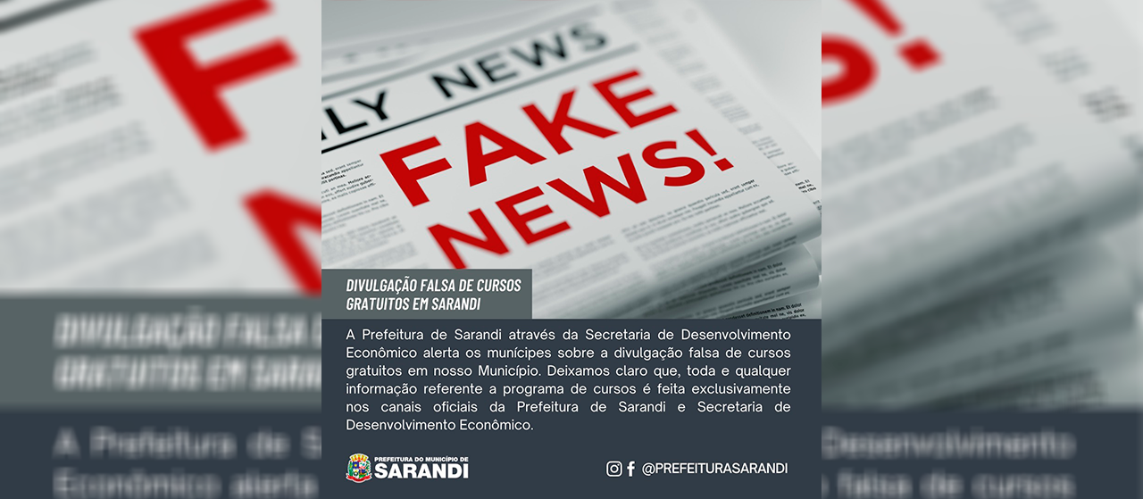 Prefeitura de Sarandi alerta sobre divulgação de falsos cursos gratuitos