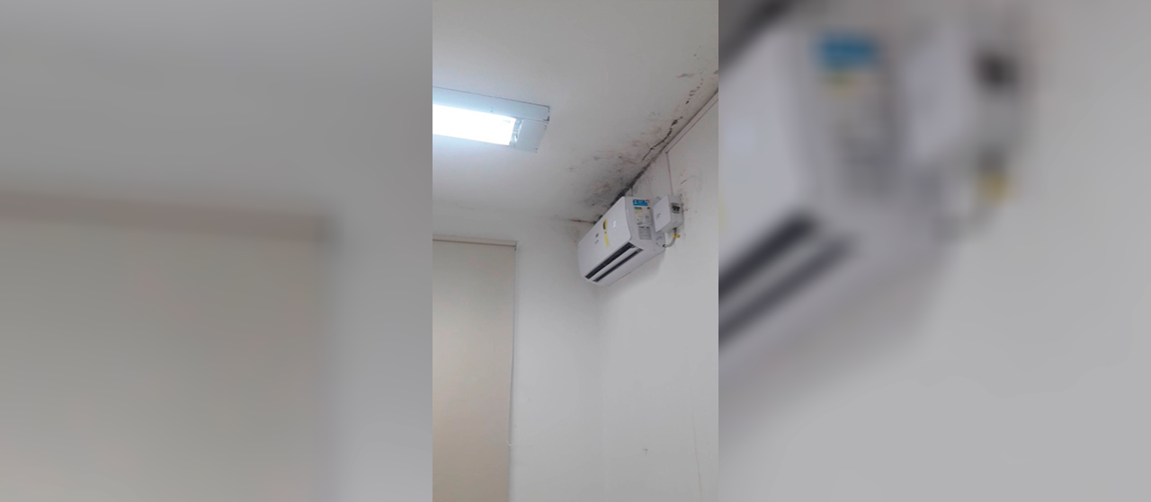 Vídeo mostra teto de UBS de Maringá embolorado, descascado e com goteiras