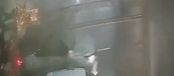 Câmera flagra árvore caindo sobre carro durante tempestade em avenida movimentada de Maringá