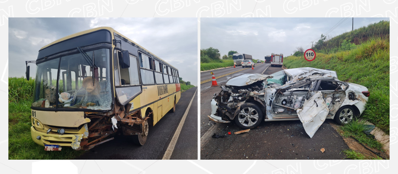 Motorista morre em acidente entre carro e ônibus na BR-376