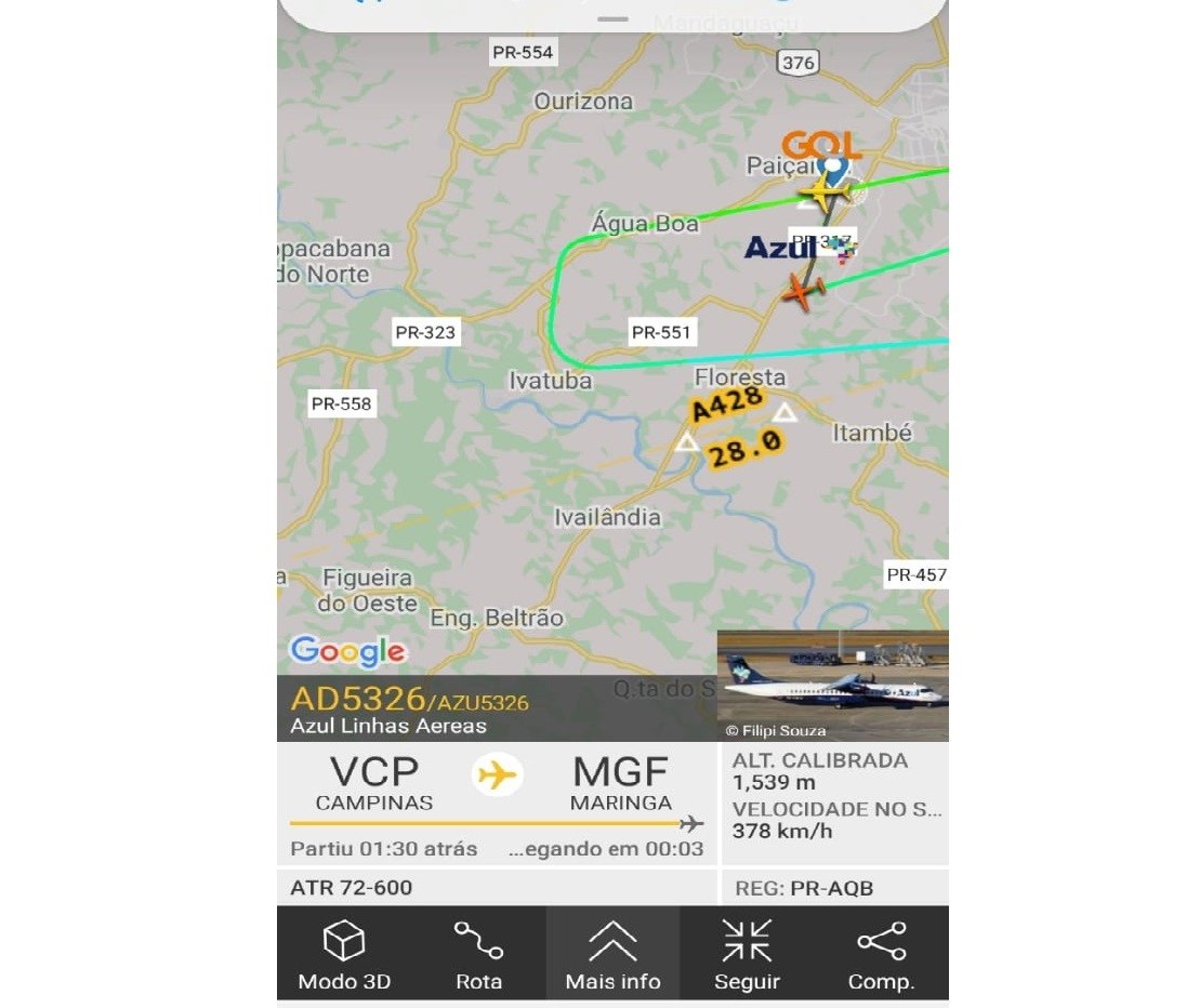 Vento forte atrapalha pouso de avião no aeroporto de Maringá