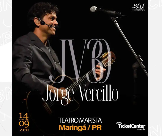 Jorge Vercillo se apresenta em Maringá no próximo sábado (14)