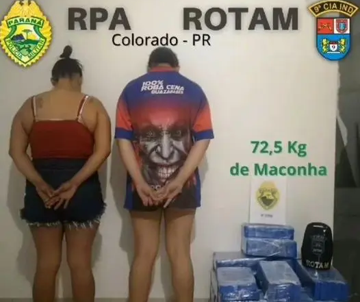 Duas mulheres são presas em ônibus com 72,5 kg de maconha