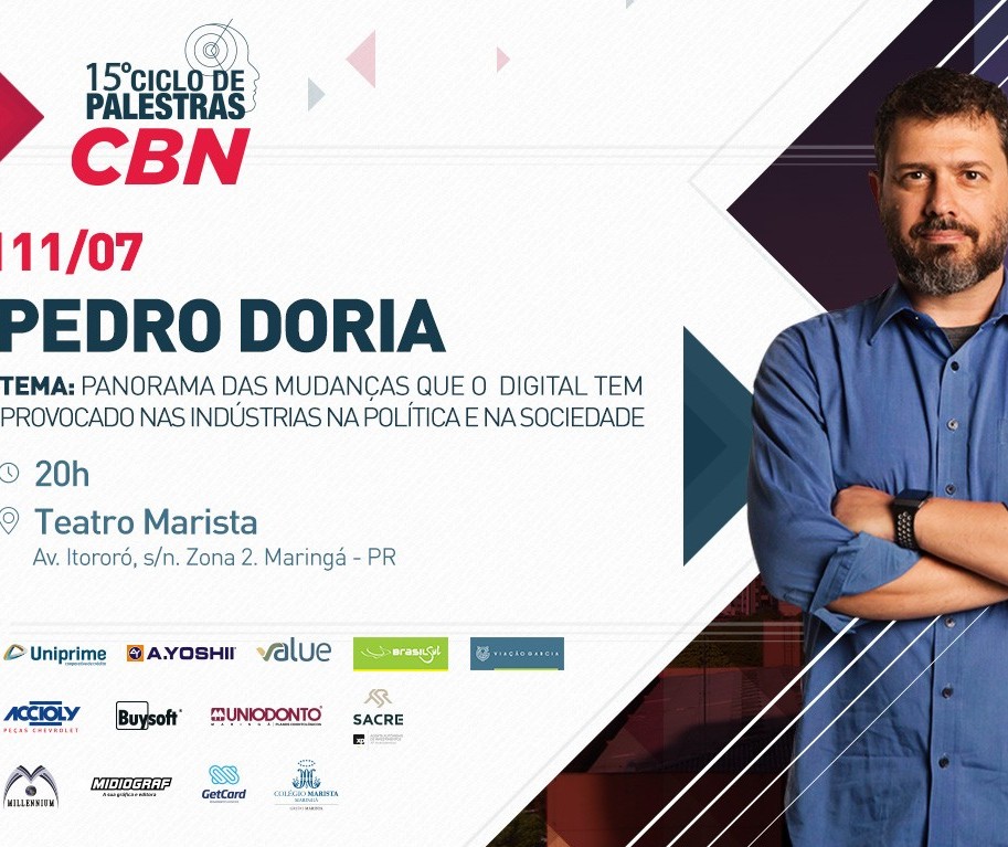 Jornalista e escritor Pedro Doria faz palestra em Maringá dia 11 de julho 