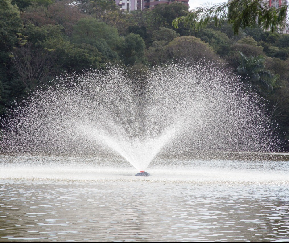 Cinco aeradores foram instalados no lago do Parque do Ingá