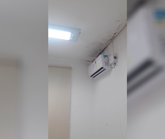 Vídeo mostra teto de UBS de Maringá embolorado, descascado e com goteiras