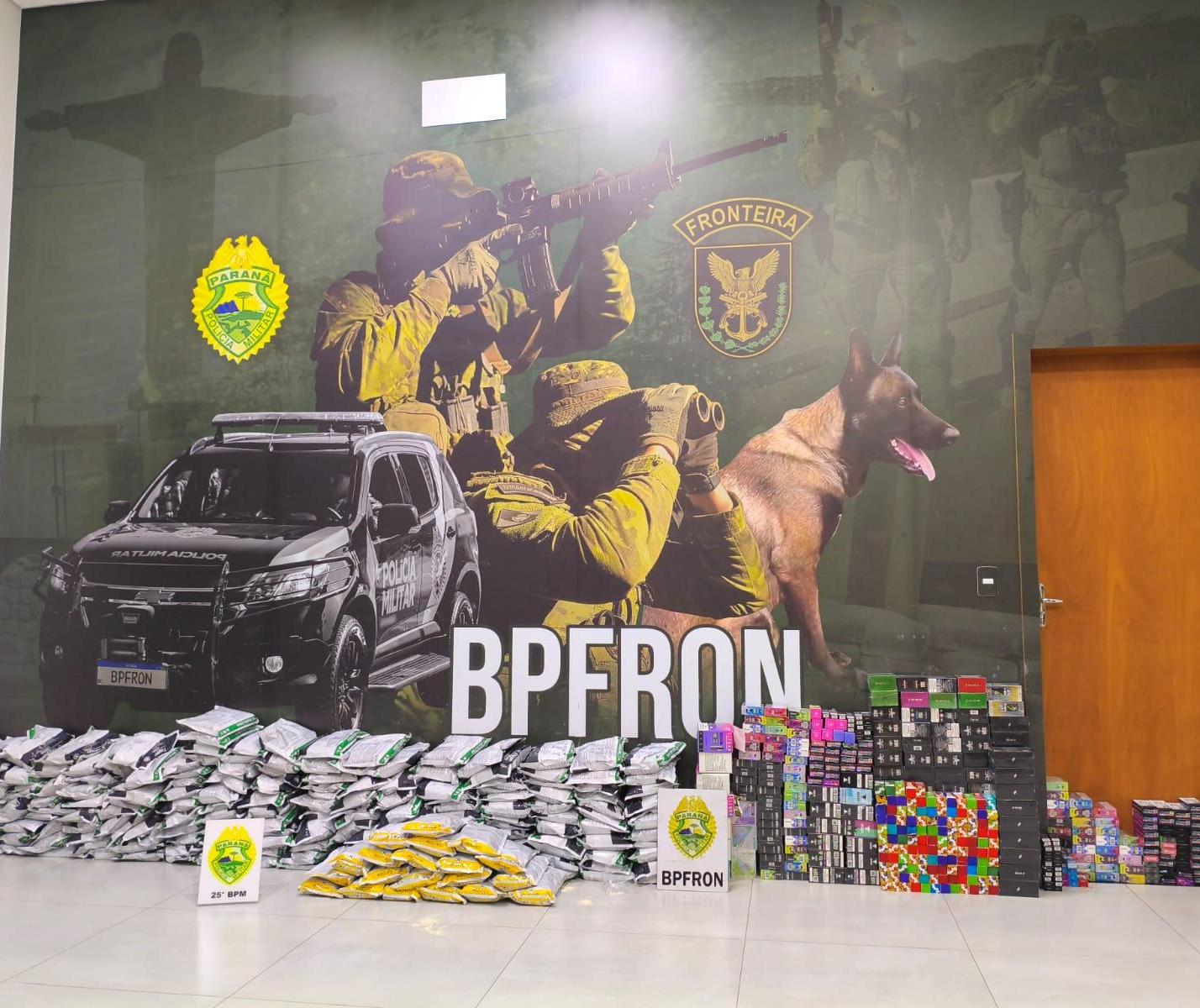 BPFron apreende contrabando de cigarros eletrônicos e agrotóxicos