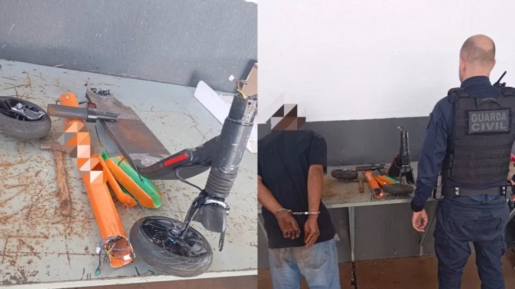 Homem é preso por furto e vandalismo de patinete de locação em Maringá