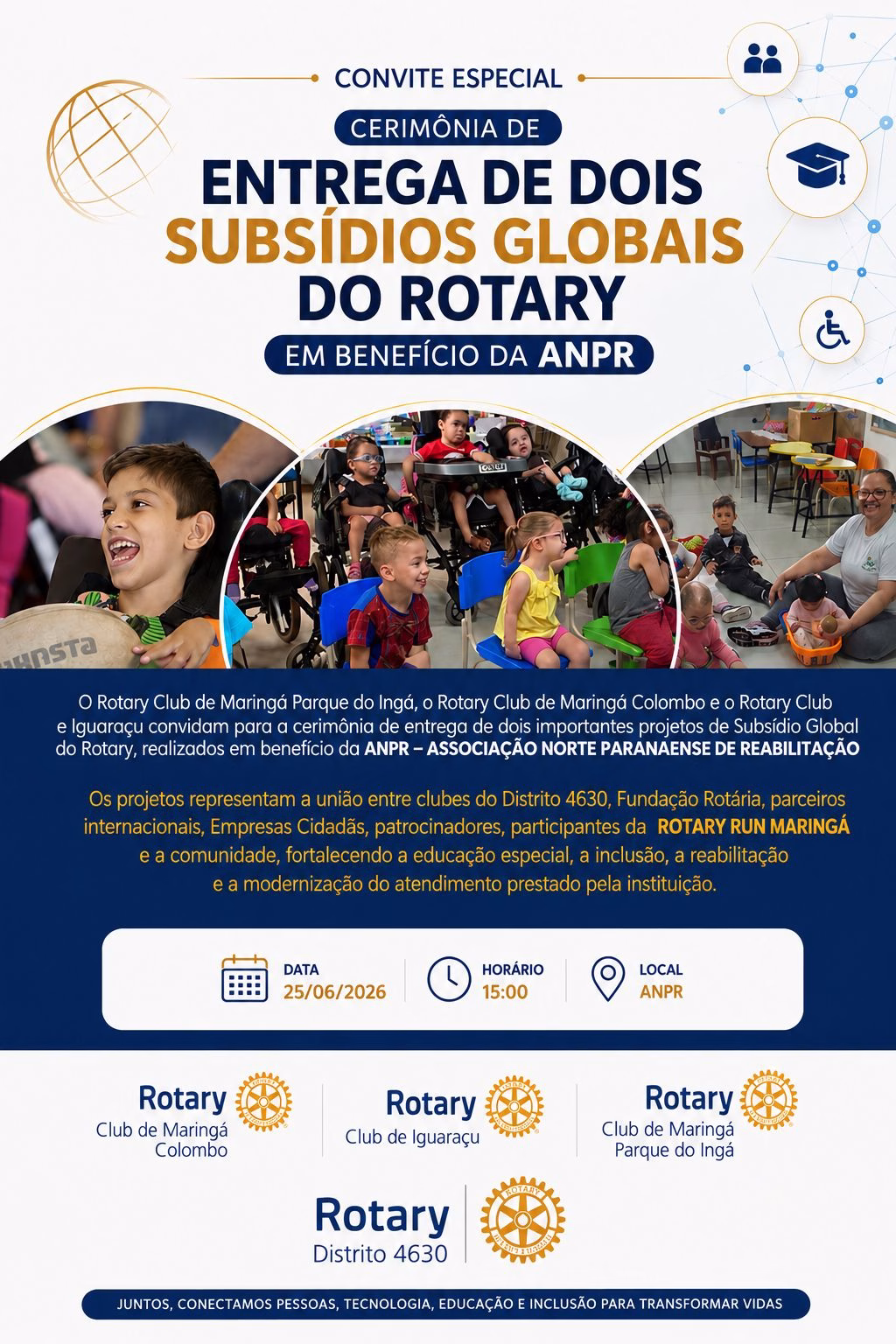 Rotary entrega projetos de R$ 358 mil à ANPR e apresenta legado da Rotary Run Maringá