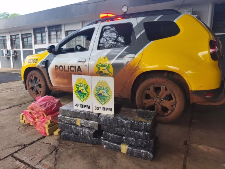Perseguição, tiros e helicóptero: PM apreende 130 kg de maconha e prende suspeito na região de Maringá